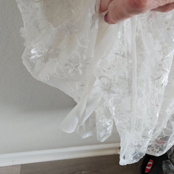 Adrianna Papell Woman SZ 10 NWT  3D Embroidered High Low Dress Ivory Fairy - Picture 4 of 10